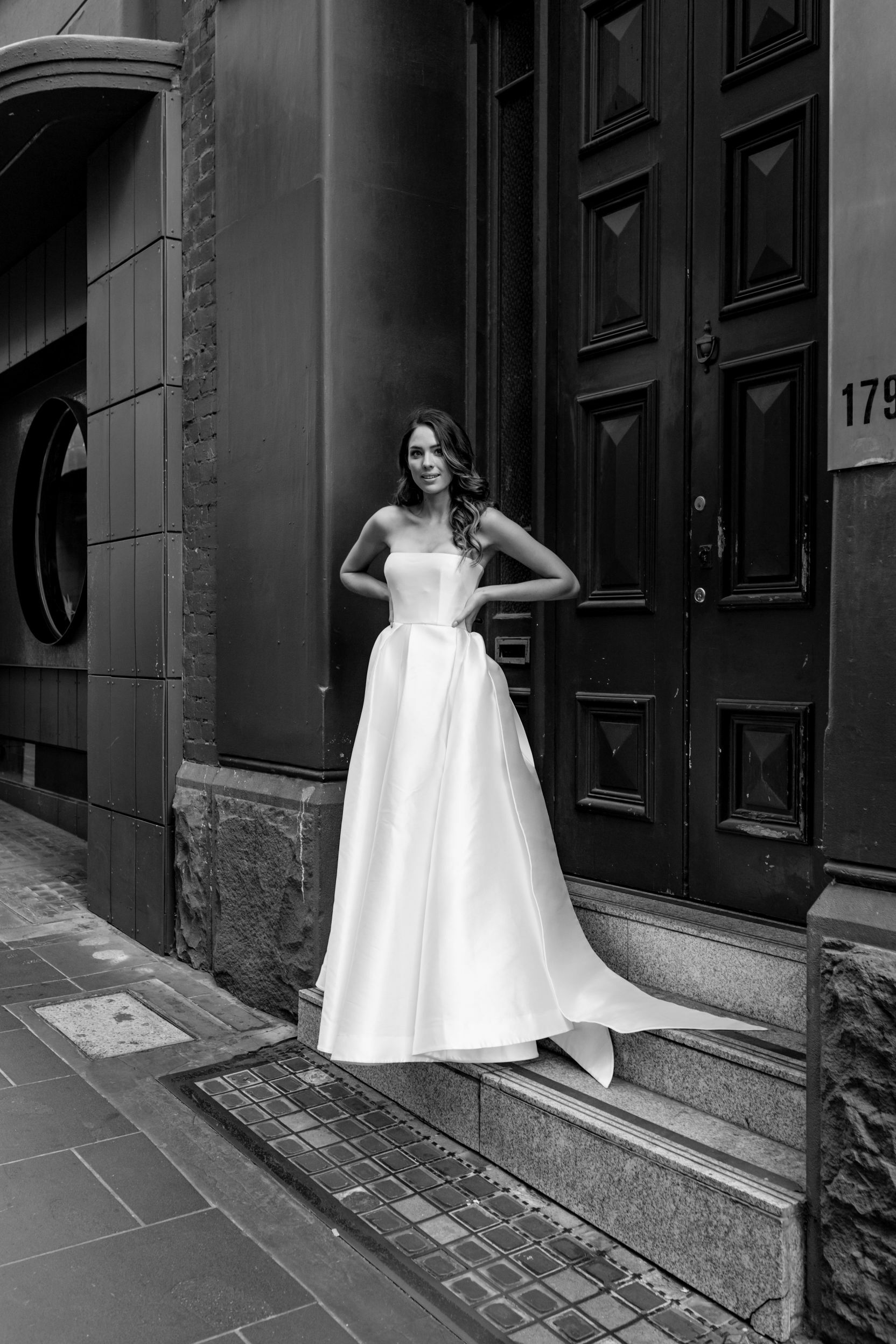 Colleen Alex Perry Bride | Strapless Pleat Gown With Train