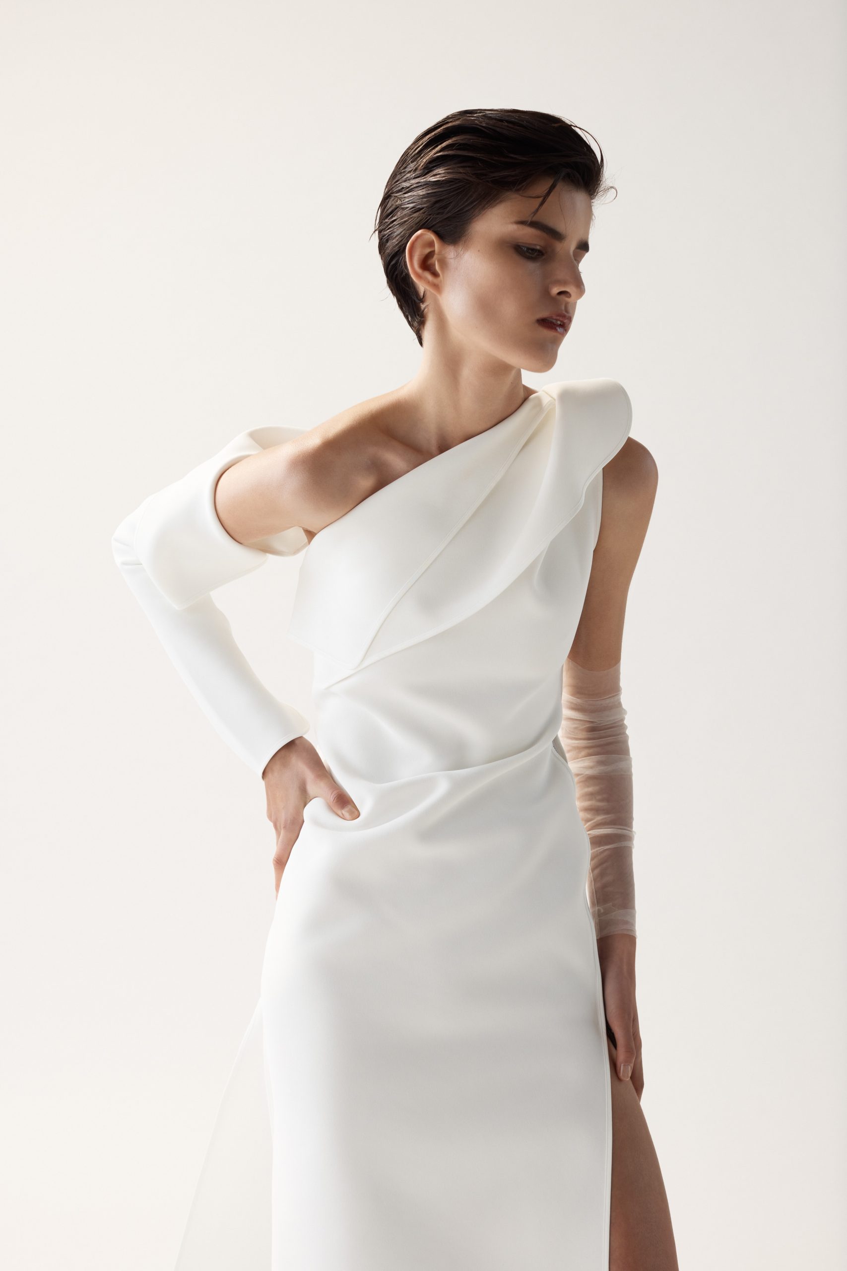 Maticevski Assured Gathered Cady Midi Dress in White | Lyst
