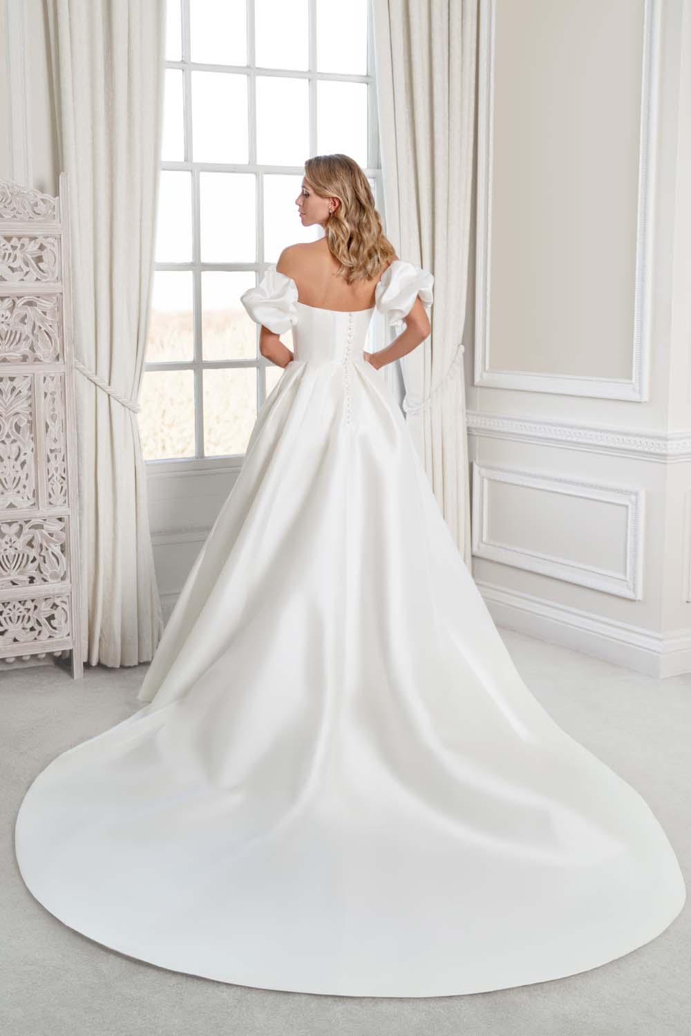 Detachable Sleeves Simple Ivory Prom Dresses, Wedding Dresses, Side Sl –  ClaireBridal
